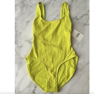 SOLID & STRIPED Neon Yellow Ribbed One-Piece Swimsuit